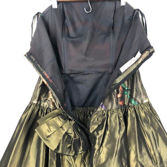 VINTAGE Nadine ‘80’s Party Dress Shiny Green Women’s SZ 4? EUC - Picture 5 of 14